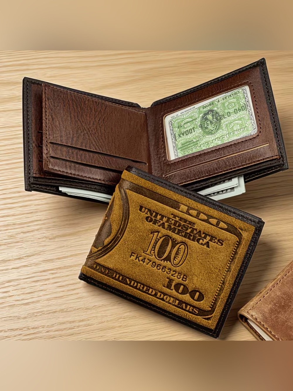Men’s Genuine Leather Casual wallet With Built in Zippered Compartment for Cash